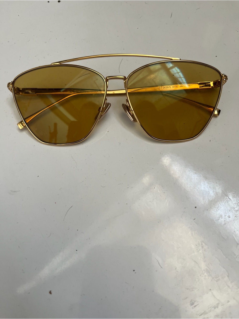 Fendi Gold Frame Sunglasses with Yellow Lenses